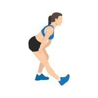 Woman doing standing hamstring stretch exercise. vector