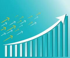 Free vector gradiant share market chart with blue arrows of business sale growth.