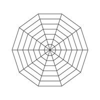 Decagonal graph infographic. Radar or spider diagram template. Flat blank radar chart. Diagram for statistic and analytic. Vector simple graphic illustration.