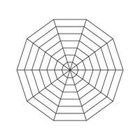 Decagonal graph infographic. Radar or spider diagram template. Flat blank radar chart. Diagram for statistic and analytic. Vector simple graphic illustration.