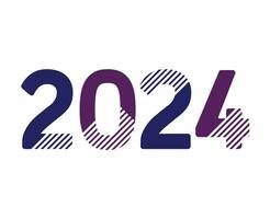 contento nuevo año 2024 fiesta resumen azul y púrpura gráfico diseño vector logo símbolo ilustración