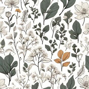 AI generated botanicals to life with a hand-drawn minimal pattern photo