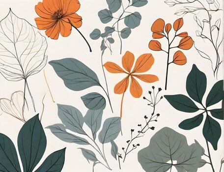 AI generated botanicals to life with a hand-drawn minimal pattern photo