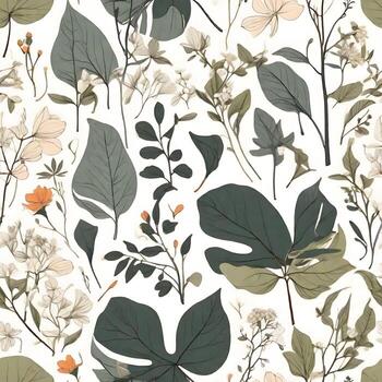 AI generated botanicals to life with a hand-drawn minimal pattern photo