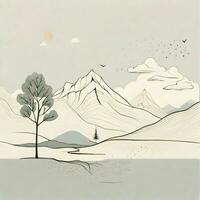 AI generated simplicity with a hand-drawn minimal background inspired by nature photo