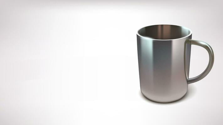 steel cup on bright back