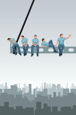 workers sitting on top
