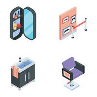 Barber Accessories Isometric Icon vector