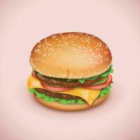 hamburger on pink vector