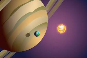 saturn planet close view vector