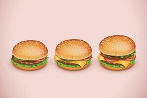 hamburgers in set vector