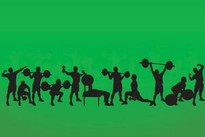 set athletes on green vector