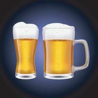couple beer glasses vector