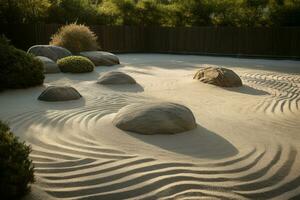 AI generated Zen garden sand stone. Generate Ai photo