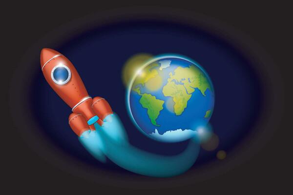 spaceship in the space