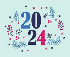 Happy New Year 2024 Holiday Abstract Blue And Pink Graphic Design Vector Logo Symbol Illustration With Cyan Background