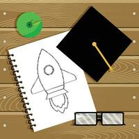 Begin education and start career. Beginning learn in college, graduation and education. Vector illustration