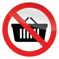 No cart shop. Ban and prohibition shopping, addiction buy. Vector illustration