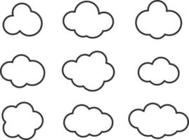 silueta de vector de nubes de cielo. conjunto de iconos de nube.