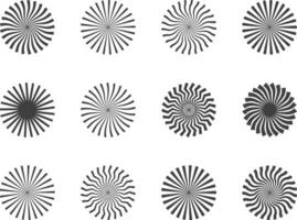 Spiral and swirl motion twisting circles design element set. vector