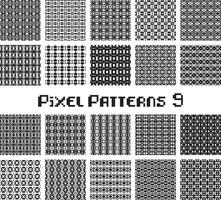 Pixel pattern seamless, black and white color. Patterns set in retro design. vector