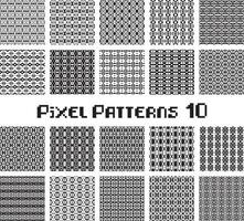 Pixel pattern seamless, black and white color. Patterns set in retro design. vector