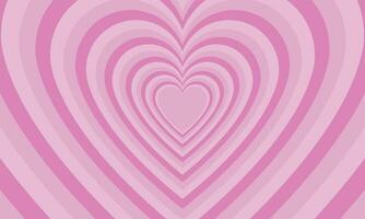 Cute groovy heart romantic background. Tunnel of concentric hearts. Vector illustration