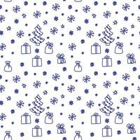 Christmas pattern in doodle style. dark line on a white background. Vector illustration.