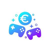 dinero para juegos icono con mandos y euro vector