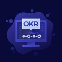 okr icono con un computadora, vector diseño