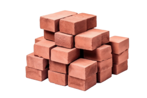 AI generated Pile of red bricks isolated on white background. Stacked red bricks for building house png