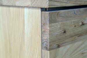 Wooden dresser surface. Natural wood furniture close view photo