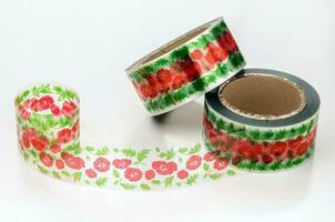 Curb tape decor for cakes with flowers pattern photo