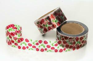 Curb tape decor for cakes with cherry pattern photo