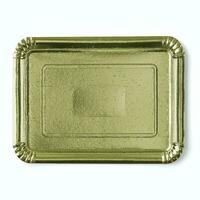 Golden tray isolated over white background photo