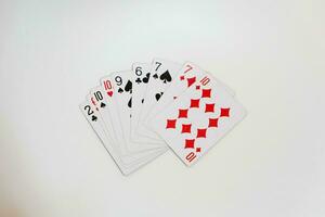 Playing cards isolated on white background photo