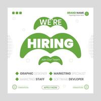 We are hiring job vacancy social media post banner design template with red color. We are hiring job vacancy square web banner design. vector