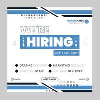 We are hiring job vacancy social media post banner design template with red color. We are hiring job vacancy square web banner design. vector