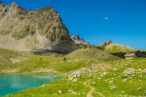 lake sainte anne qeyras in hautes alpes in france photo