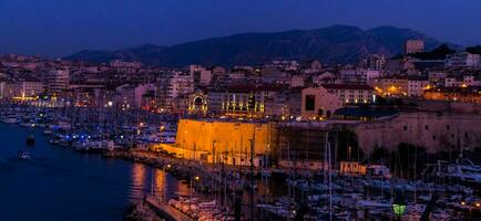 city night marseille in bouche du rhone photo