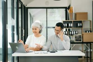 Portrait of success business people working together in office. photo