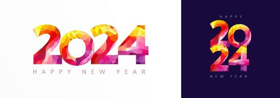 Collection of new year 2024 creative icons. Set of stained glass red numbers 2 0 2 4. vector