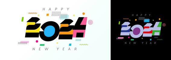 Set of creative greeting cards. 2024 New Year logo design. vector