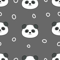 Panda cartoon seamless pattern background with grey background vector