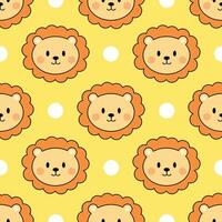 Lion cartoon seamless pattern background with yellow background vector