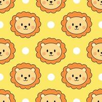 Lion cartoon seamless pattern background with yellow background vector