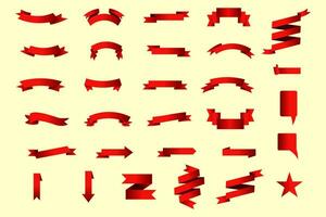 red ribbons set, set of red ribbons, red ribbon set vector