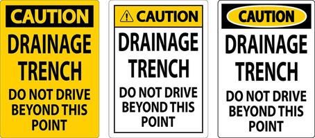 Caution Sign Drainage Trench - Do Not Drive Beyond This Point vector