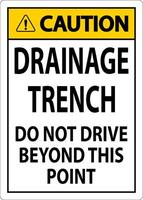 Caution Sign Drainage Trench - Do Not Drive Beyond This Point vector