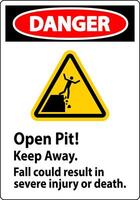 Danger Sign Open Pit Keep Away Fall Could Result In Severe Injury Or Death vector